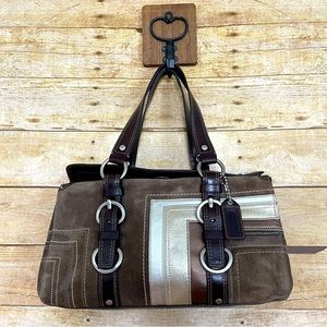 🎁 HOLIDAY SALE 🎁 Coach Suede Metallic Satchel w/ Turnlock Closure NWT